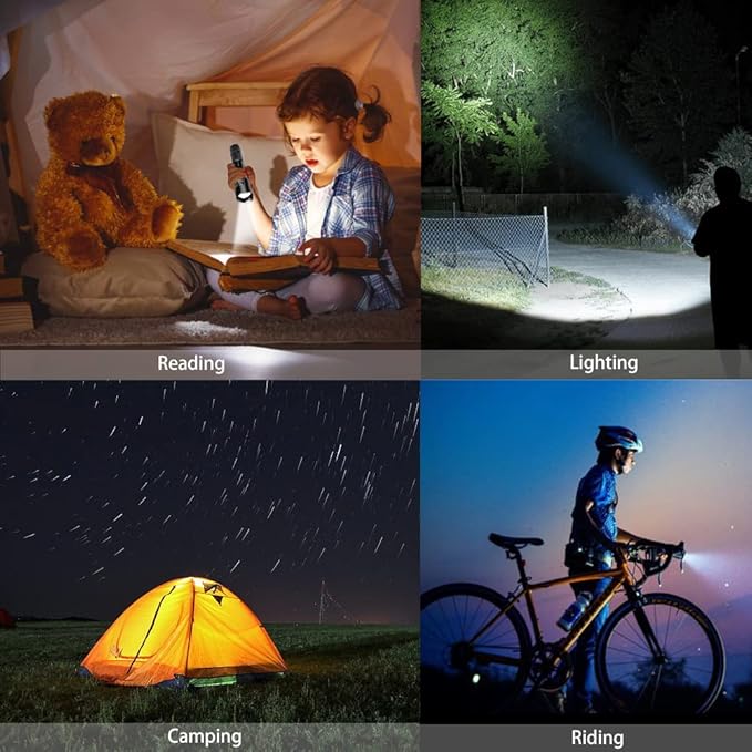 2 Pack LED Tactical Flashlight Military Grade 5 Mode High Lumens Zoomable Flashlights Portable Handheld Flash Lights for Camping Outdoor Emergency