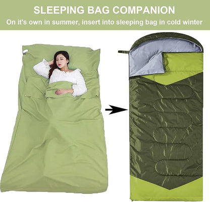 Sleeping Bag Liner Portable Travel Camping Sheets Lightweight and Compact Sleeping Sack Sheets for Adults Comfortable Liners for Traveling Hotel Camping Picnic Hostels Backpacking