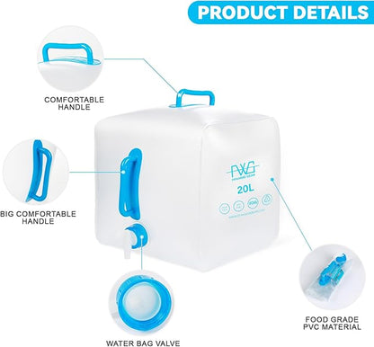 Collapsible Water Container with Spigot,Camping Water Container,BPA Free Portable Water Container for Camping Hiking RV Emergency Survival (3 Pack) 5.3 Gallon