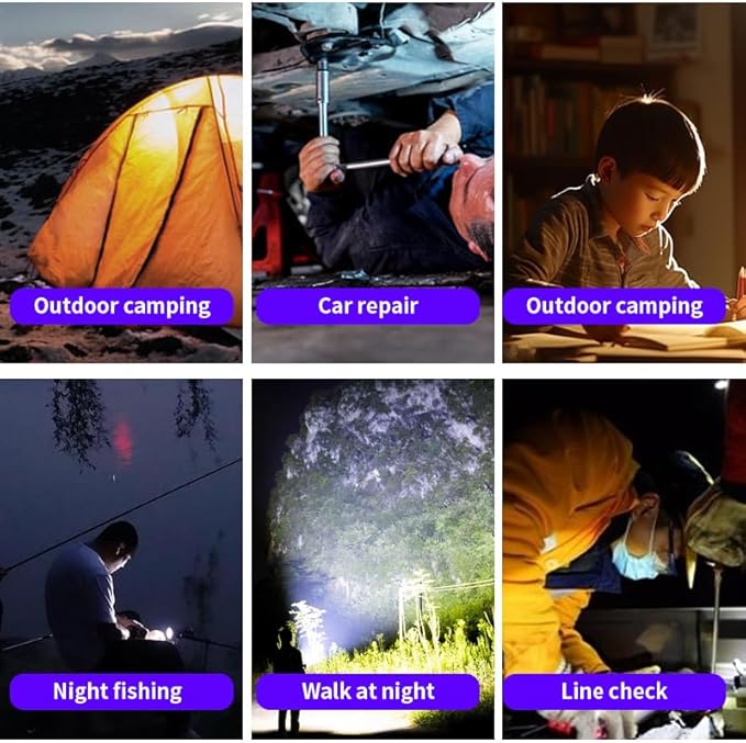 LED Flashlight high Lumen Rechargeable-Compact and Bright, with 3 Modes, Zoom-Waterproof Strong Mini Flash for Outdoor Camping, Walking, Emergency (2 Pieces)