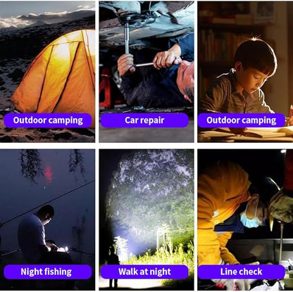 LED Flashlight high Lumen Rechargeable-Compact and Bright, with 3 Modes, Zoom-Waterproof Strong Mini Flash for Outdoor Camping, Walking, Emergency (2 Pieces)
