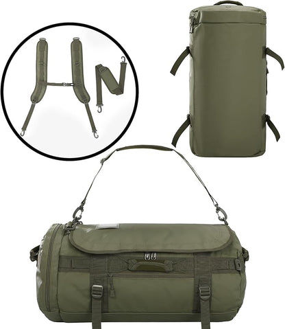 MIER Large Duffel Backpack Sports Gym Bag with Shoe Compartment, Heavy Duty and Water Resistant, Dark Green, 45L