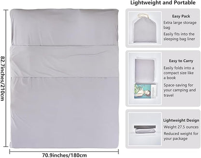Sleeping Bag Liner Camping Adult Sleep Sack Lightweight Travel Sheet for Hotel Bed Compact Ultralight Essential Cleaning Supplies Kit Travel Bedding Set for Backpacking