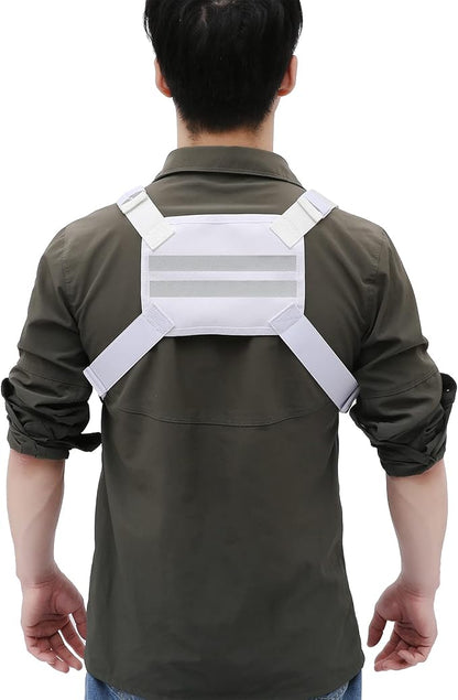 Outdoor Sports Chest Bag, Lightweight EDC Chest Bag For Men & Women, Running Vest Chest Pack With Phone Holder For Workouts, Cycling & Hiking (White)