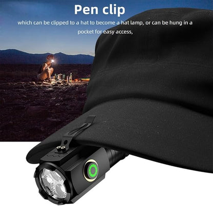 ALONEFIRE X23 Mini LED Flashlight Type C USB Rechargeable Bright Small Torch 5 Modes Portable Pen Light Waterproof Long Battery Life with Tail Magnet, Clip, Battery for Outdoor, EDC Carry, Hiking