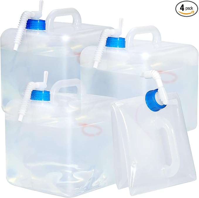 4 Pack Collapsible Water Jug for Camping, Foldable Water Storage Containers with Spigot, BPA Free Water Tank, Large Camping Water Dispenser for Emergency,Survival Kit (2.6 Gallon)