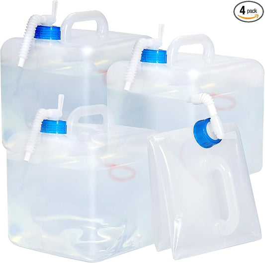 4 Pack Collapsible Water Jug for Camping, Foldable Water Storage Containers with Spigot, BPA Free Water Tank, Large Camping Water Dispenser for Emergency,Survival Kit (2.6 Gallon)