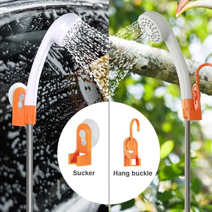 Portable Outdoor Shower, 4400 mAh Removable Rechargeable Battery, with LED Light, Battery Powered Shower Pump+Collapsible Bucket, Suitable for Hiking/Backpacking, Camping, Travel, Beach, Pet