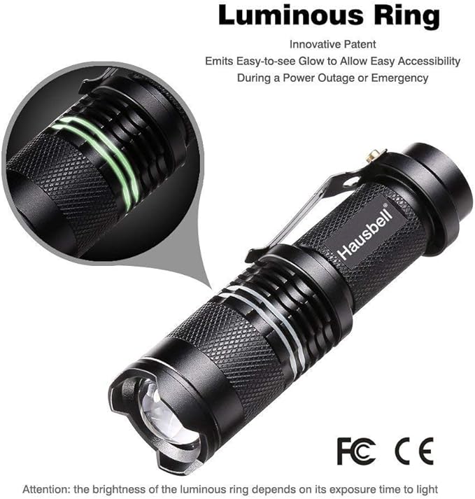 HAUSBELL Flashlights, Handheld Flashlights, Upgraded 7W Mini LED Flashlights, Tactical Flashlights High Lumens, Zoomable 3 Modes Flash Light for Kids Indoor Outdoor Hiking Camping, 6 Pack