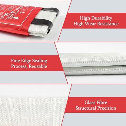 2 Packs 47" x 47" Fiberglass Emergency Fire Blanket for Home and Kitchen Camping Welding BBQ Picnic Fireproof Blanket