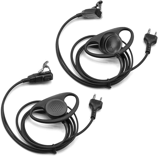 2 X D-Shape Earpiece Headset for Midland Radio X-talker 75-785 T31A T51A T51R T61 T71 T75 T77 T295 GXT1000 GXT1050 LXT118 LXT500 LXT600 LXT630 LXT633 Walkie Talkie 2-pin Clip Ear Hook Hanger