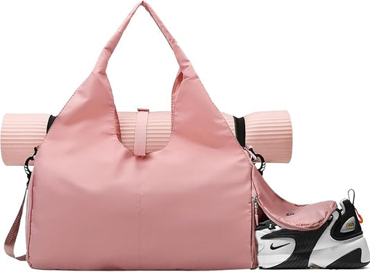 Gym Bag, Yoga Gym Bag for Women and Men, Carrying Workout Gear and Accessories, Shoe Compartment and Wet Dry Storage Pockets, Travel Duffle Bag Carry On Weekender Bag