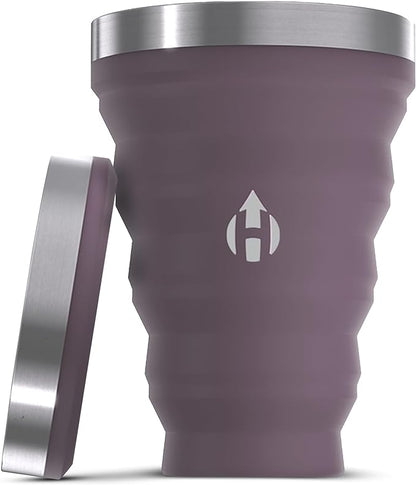 HYDAWAY Collapsible Pint - 16 oz, Silicone & Steel Rim I Collapsible Cup for Beer, Water & Soda, Portable Drinking Cup for Party, Camping, Backpacking & Hiking, Folding Travel Cups Collapse to 1-inch