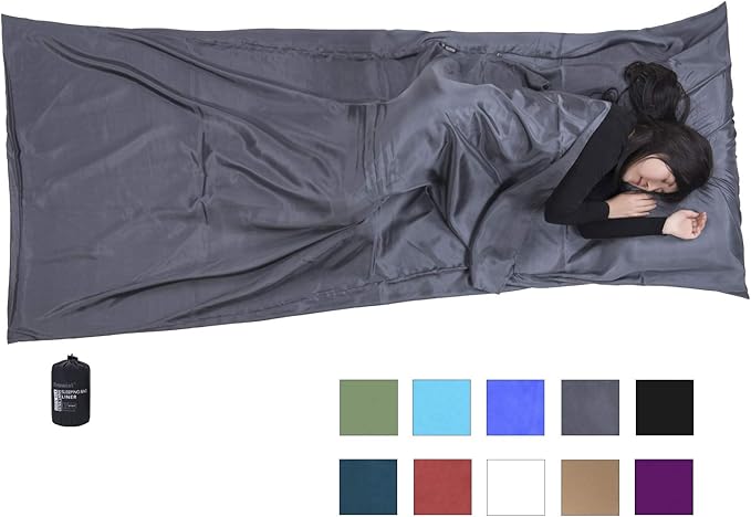 Browint Silk Sleeping Bag Liner, Silk Sleep Sack, Extra Wide 87"x43", Lightweight Travel Sheet for Hotels, More Colors for Option, Reinforced Gussets