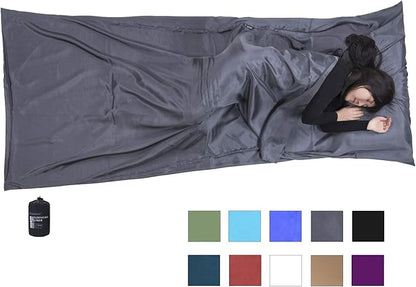 Browint Silk Sleeping Bag Liner, Silk Sleep Sack, Extra Wide 87"x43", Lightweight Travel Sheet for Hotels, More Colors for Option, Reinforced Gussets