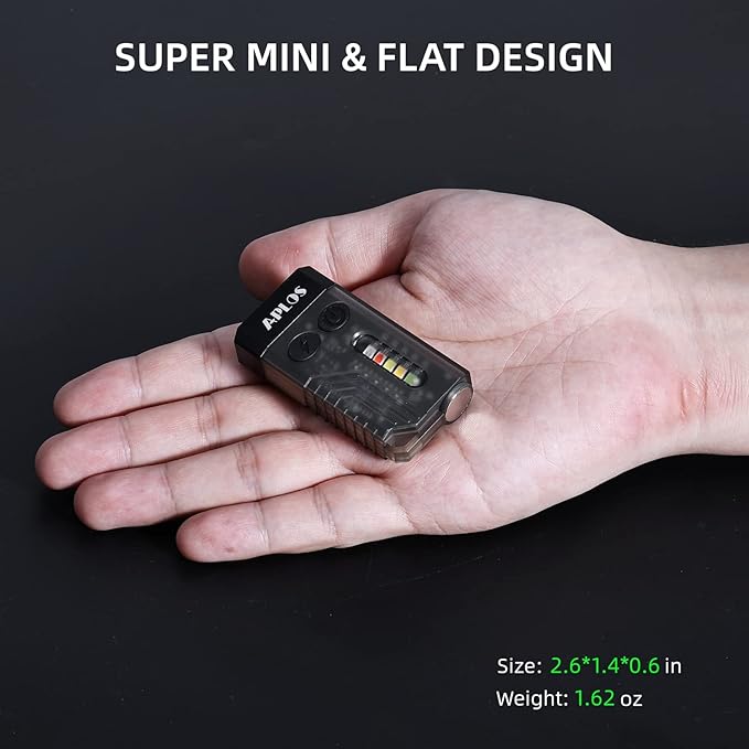 APLOS L02 1000 Lumens Rechargeable Mini EDC Flashlight, 365nm UV Light, Multi-Color Light Source, Small Pocket Keychain Light with Magnetic Base & Beeping Alarm (White)