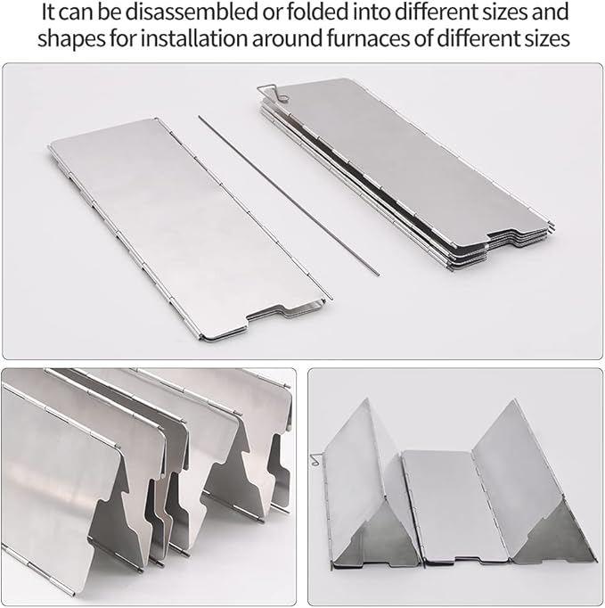 Stove Windscreen, 14 Plates Aluminum Stove Windshield with Drawstring Bag, for Camping, Butane Stoves(14 Plates)