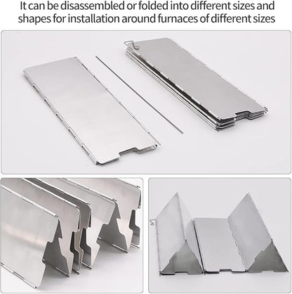10/12/14/16 Plates Stove Windscreen, Aluminum Stove Windshield with Drawstring Bag, for Camping, Butane Stoves(10 Plates)