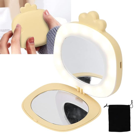 Hand Warmers Rechargeable, Electric Hand Warmer, Small Compact USB Handwarmer with Pocket Mirror Light Portable Hands Heater for Men and Women for Home Travel Use Camping Fishing(Yellow Chicken)