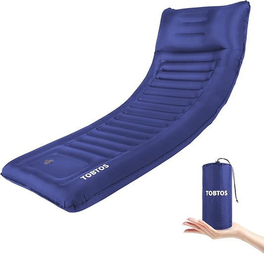 TOBTOS Self Inflating Camping Sleeping Pad with Pillow, Thick 6 Inch Ultralight Sleeping Pad with Built-in Pump, Lightweight Sleeping Mat for Camping, Backpacking, Hiking, Tent (Blue)…