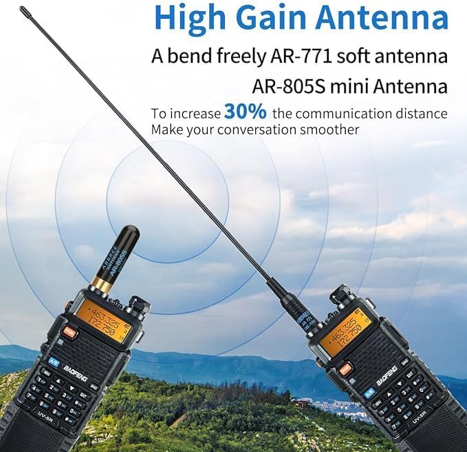 Baofeng UV-5R Ham Radio Long Range UV5R Handheld Dual Band 3800mAh High Power Two Way Radio Rechargeable Walkie Talkies for Adults with Earpiece,USB Charging Cable and Programming Cable Full Kit,2Pack