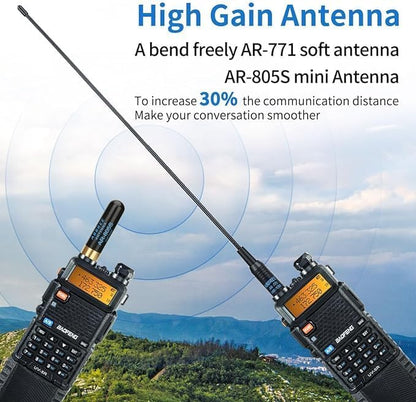 Baofeng UV-5R Ham Radio Long Range UV5R Handheld Dual Band 3800mAh High Power Two Way Radio Rechargeable Walkie Talkies for Adults with Earpiece,USB Charging Cable and Programming Cable Full Kit,2Pack