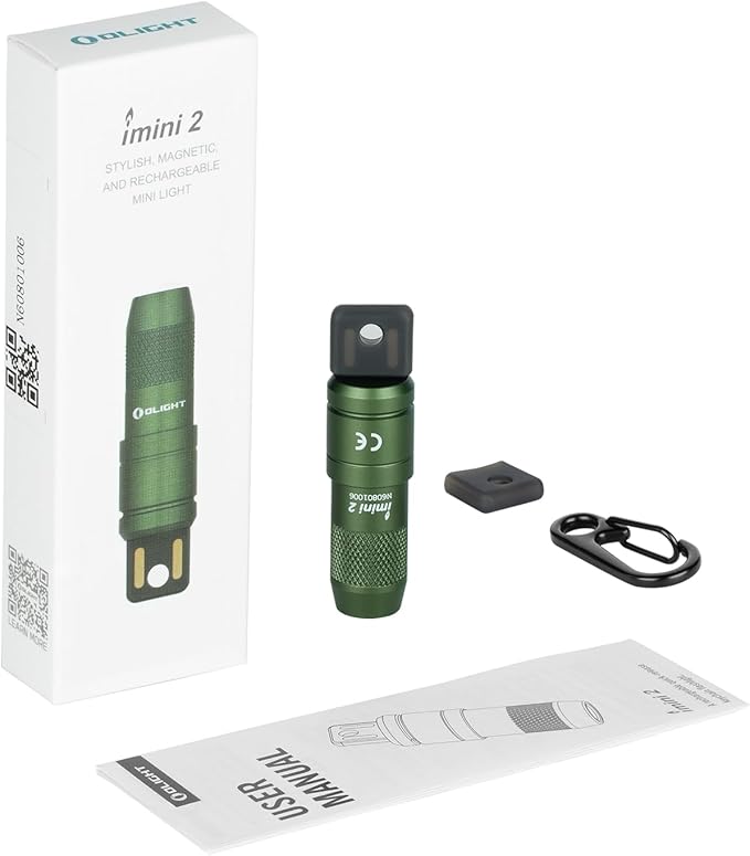 OLIGHT IMINI 2 EDC Rechargeable Keychain Flashlight, 50 Lumens Compact and Portable Mini Light, Tiny LED Keyring Lights with Built-in Battery Ideal for Everyday Carry and Emergencies (OD Green)