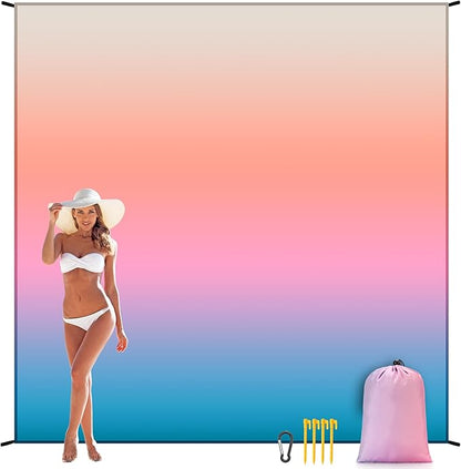 Beach Blanket Waterproof Sandproof Beach Mat 79" X 83" /10'x9'for 2-8 Adults Quick Drying Outdoor Picnic Mat Beach Accessories for Travel, Camping, Hiking
