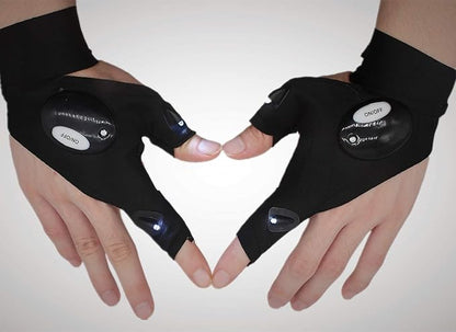Flashlight Gloves, Fingerless LED Flashlight Gloves, Birthday Gifts for man, Hands Free Flashlights for Working in Darkness Places Fishing, Repair, Camping, Hiking, Running