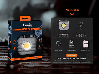 Fenix CL28R 2000 lumen rechargeable work light(Worksite light) warm white/cool white/red photo/video light with EdisonBright USB charging adapter bundle