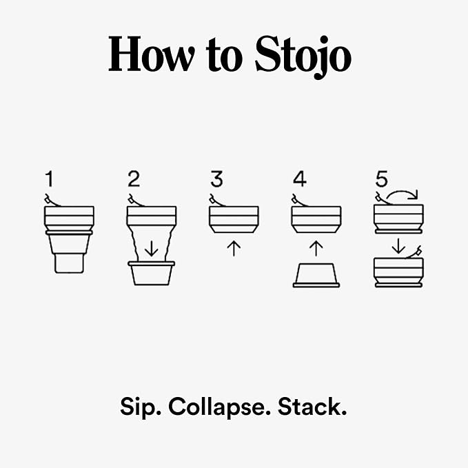 STOJO Titan Collapsible Travel Cup With Straw - Ink Black, 24oz / 710ml - Reusable To-Go Pocket Size Silicone Cup for Hot & Cold Drinks - Camping and Hiking - Microwave & Dishwasher Safe