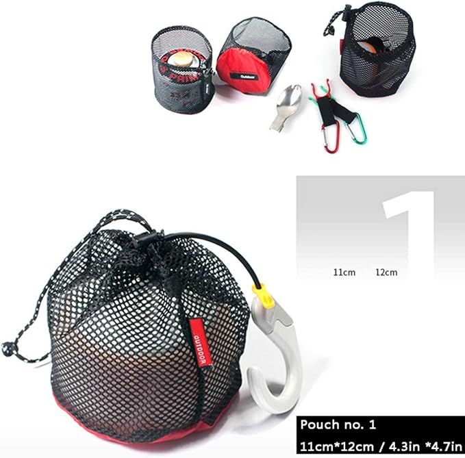 Drawstring Bags/Pouch/Ditty/Mesh-Stuff-Sack for Camping/Travel Cord/Bag - Storage 5-in-1 Travel Use Nylon 5 Pieces