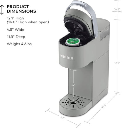 Keurig K-Mini Single Serve K-Cup Pod Coffee Maker, 6 to 12oz Brew size, with Cord Storage, Perfect for Small Spaces, Studio Gray