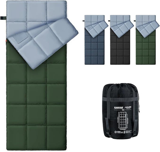 Envelope Sleeping Bag 3 Season Warm Weather Portable Compact Sleeping Bags for Adult Kids with Carry Bag for Camping Hiking Backpacking and Outdoors 59℉-77℉