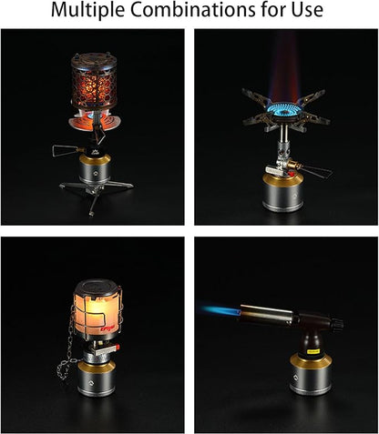 Campingmoon Camping Gas Lantern Outdoor Gas Tent Lamp with Empty Gas Tank Wooden Lantern Case
