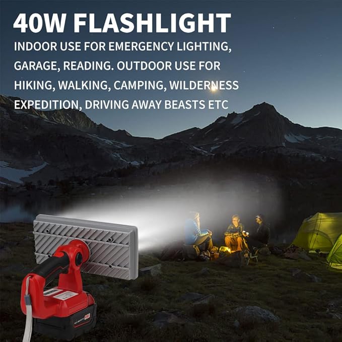 40W Cordless Flashlight for Milwaukee M18 18V Lithium-ion Battery, DTEZTECH 4200LM LED Work Light with USB Port, 9" Zinc Alloy Spotlight Use for Camping, Hiking, Job site, Indoor Outdoor Tool…
