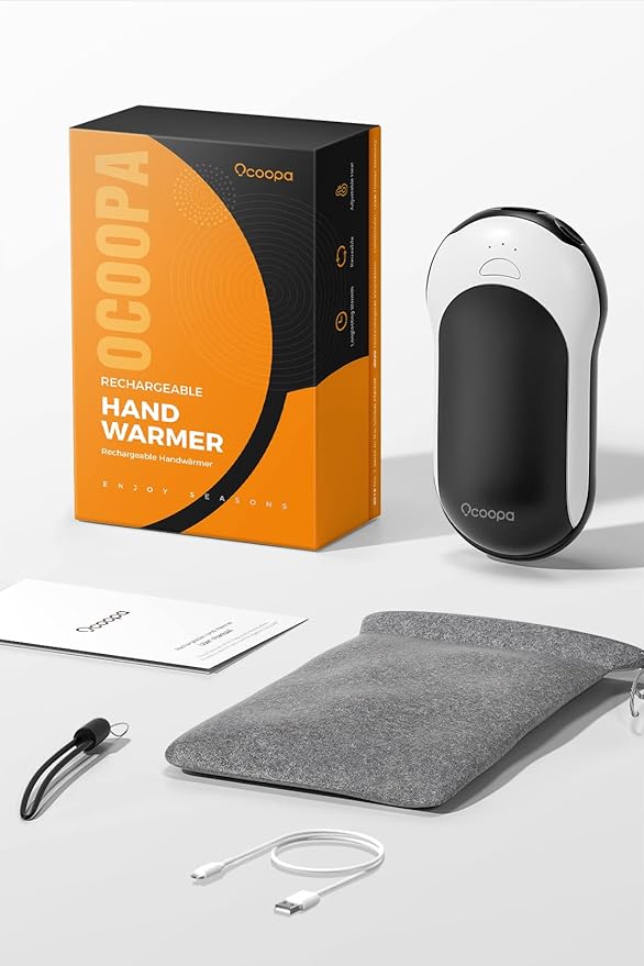 OCOOPA Hand Warmers Rechargeable, 10000mAh Electric HandWarmer, 15hrs Hands Heater, Portable Charger, 3 Levels Heating, Perfect for Golf, Hunting, Camping Gifts, H01