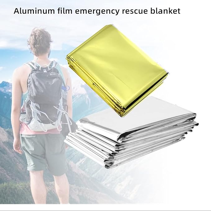 Emergency Mylar Thermal Blankets, Silver Gold Foil Survival Blanket Space Blanket Survival Kit for Outdoors, Camping, Hiking, Survival or First Aid (Gold, 12pcs)
