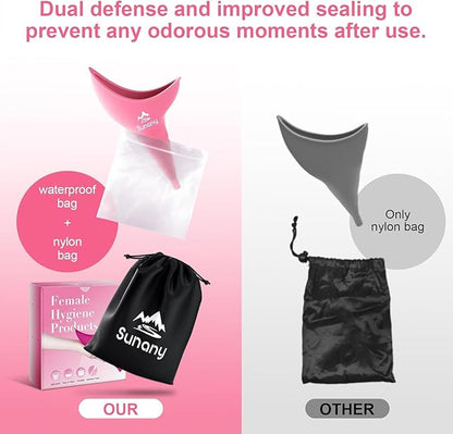 Female Urination Device, Reusable Female Urinal Silicone Women Pee Funnel Allows Women to Pee Standing Up, Portable Womens Urinal is The Perfect Companion for Camping,Outdoor,Travel