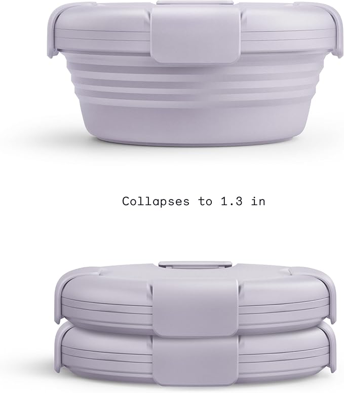 STOJO Collapsible Bowl 3 Set - Lilac, 36oz - Reusable Silicone Bowl for Hot and Cold Food - Perfect for Travel, Meal Prep, To-Go Lunch, Camping & Hiking - Microwave & Dishwasher Safe