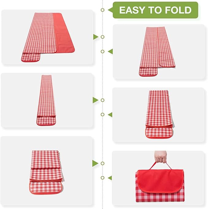 K Y KANGYUN Outdoor Picnic Blanket, Extra Large Beach Blanket, Foldable Lightweight Waterproof Sand Mat, Picnic Blanket 80" x 60" for Beach Camping Hiking Park Patio (Red, 80x60 inch)