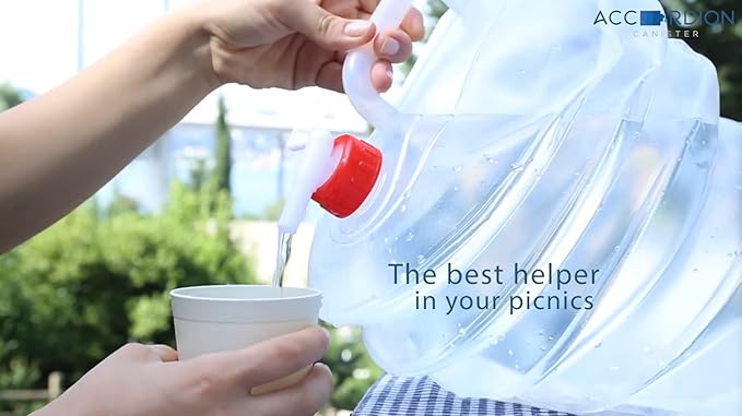 2.64 Gallon Collapsible Water Container with Spigot & Carry Handle | BPA Free Water Storage Containers | Foldable Portable Jug for Outdoors Hiking Picnic Camping