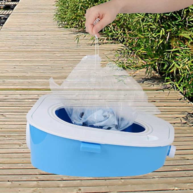 PORMYTRIP 10PCS Portable Toilet Dedicated Plastic Replacement Bags With Adjustable Retractable Rope for Car,Camping,Hiking,Boating,Long Road Trips,Traffic jam