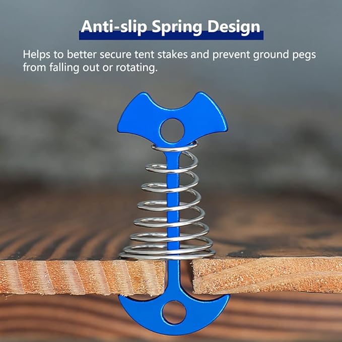 Fishbone Deck Anchor Pegs with Carabiners, Aluminium Deck Tent Stakes with Spring Buckle Aluminium Deck Windproof Tent Stakes for Outdoor Camping Hiking (10Pcs Red)