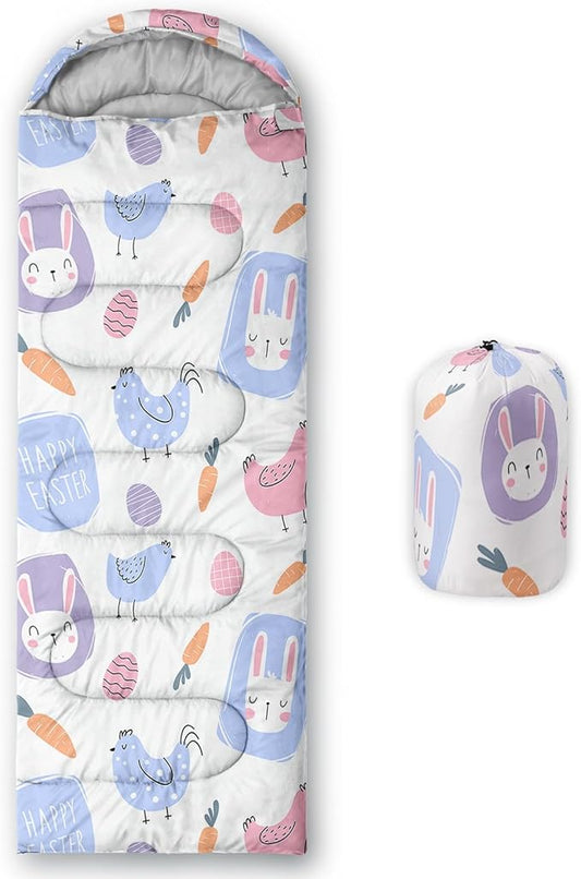 Kids Sleeping Bag for Boys Girls,Cute Puppy Print-Lightweight Warm Portable Outdoor Indoor-Waterproof Cold Weather Resistant Sleeping Bag for Camping Hiking
