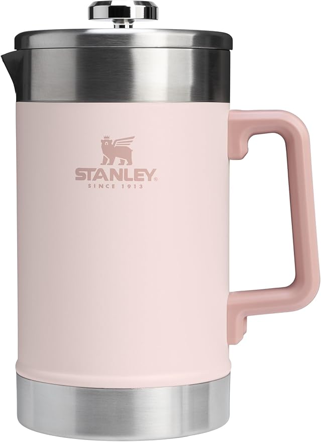 Stanley Classic Stay-Hot French Press Coffee Maker 48 oz | 5 Minute Brew, 4 Hours Hot | Mesh Filter for Coffee Grounds | Insulated Stainless Steel French Press | BPA-Free | Rose Quartz