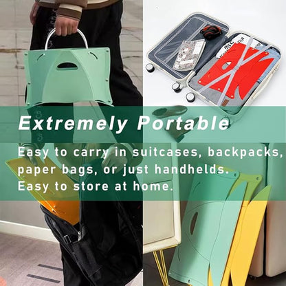 Folding Lightweight Portable Stool, Thickness of 0.5 In, Collapsable Foldable Travel Potty Stool, Footrest for Air Travel. Opens Easy for Camping Hiking Picnic Fishing Subway Party or Ball Game (Blue)