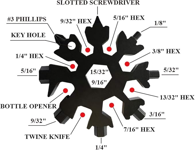 CASIMR Snowflake Multi Tool, Unique Stocking Stuffers for Women Men Kids Adults Teens, Mens Christmas Gifts Cool Gadgets for Dad Birthday Gift, Portable 18-in-1 Stainless Steel Multitool Presents