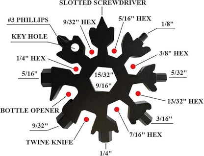CASIMR Snowflake Multi Tool, Unique Stocking Stuffers for Women Men Kids Adults Teens, Mens Christmas Gifts Cool Gadgets for Dad Birthday Gift, Portable 18-in-1 Stainless Steel Multitool Presents