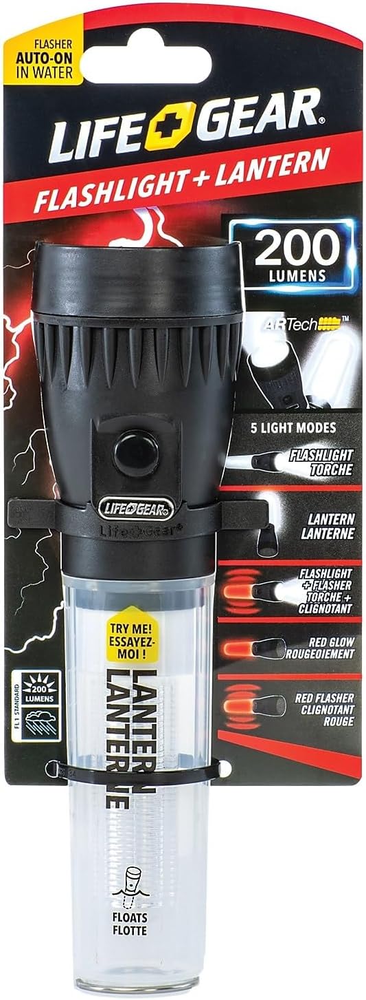Life+Gear 7.8" 200-Lumen Floating Flashlight and Lantern, Red (41-3744)